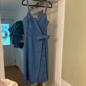 Madewell Blue Denim Wrap Sundress Midi, size 12